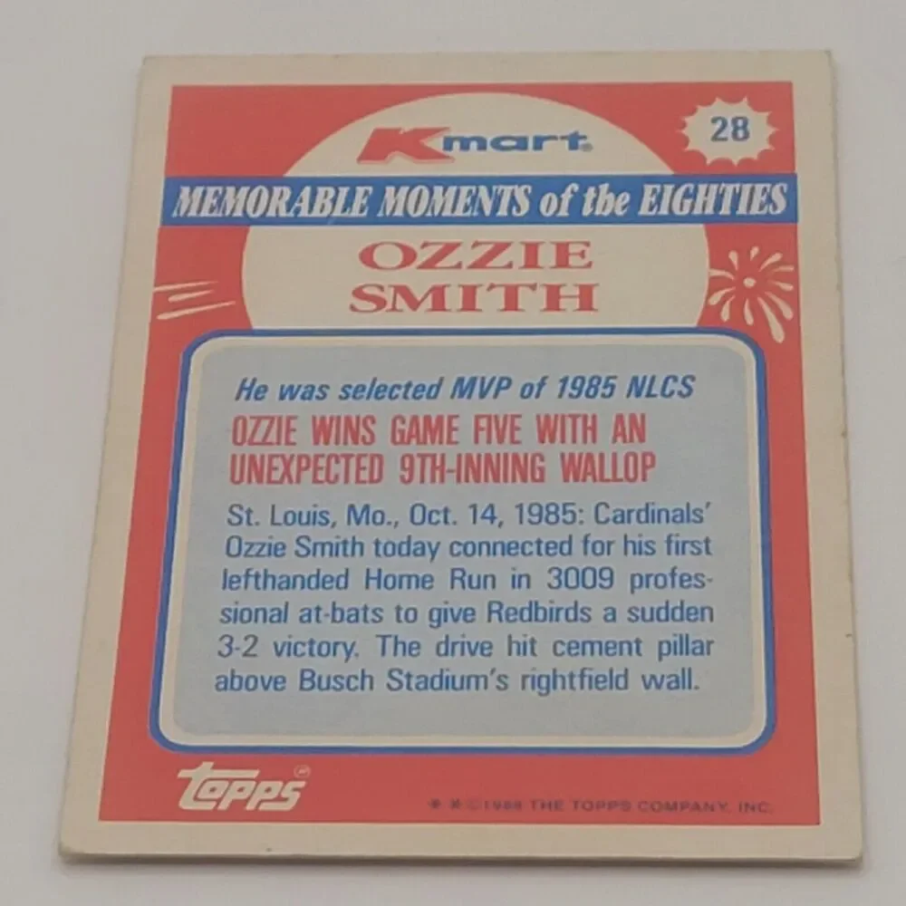 1988 Topps Kmart Memorable Moments - #28 Ozzie Smith